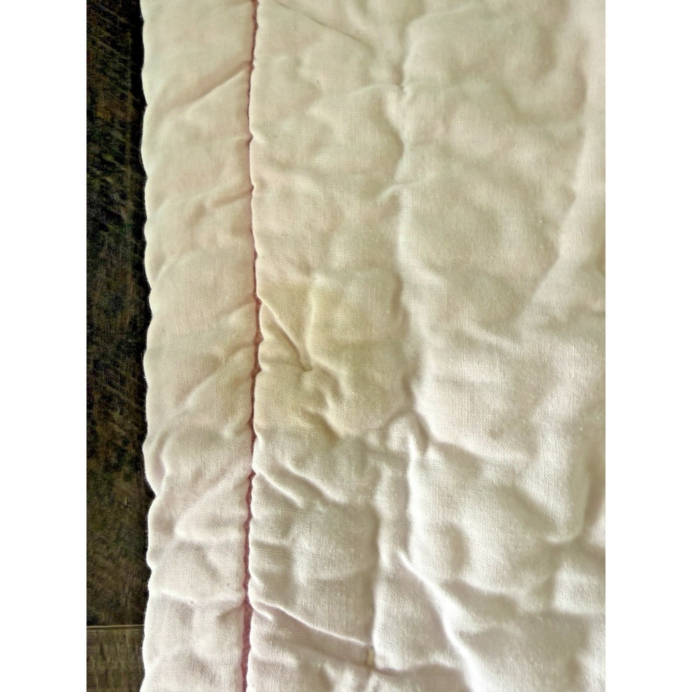 Quilt Flannel Hand Quilted Embroidered Baby Blanket Cotton Bunny Vtg 52 "X 37" - Picture 5 of 5